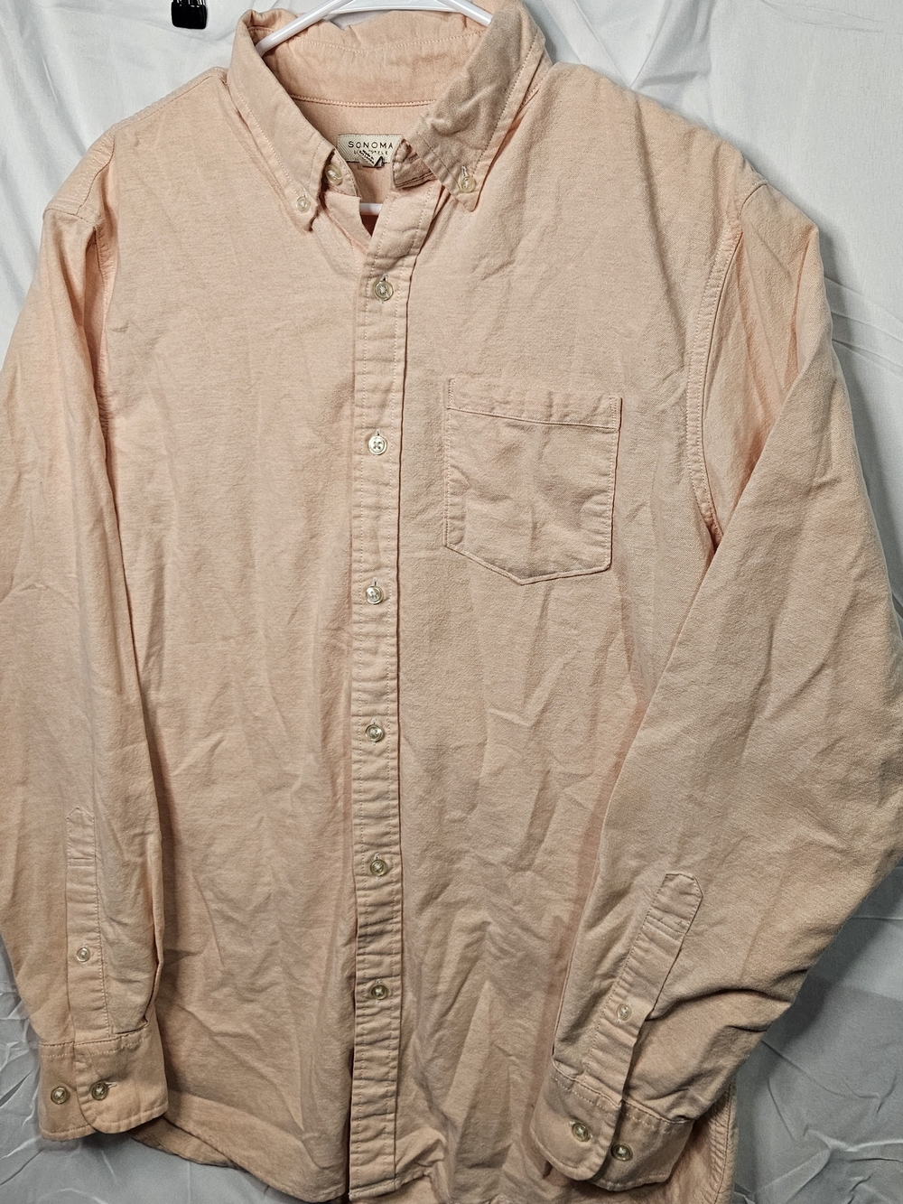 Sonoma Life + Style Men's Size Medium Long Sleeve Button Down Shirt Peach Pastel